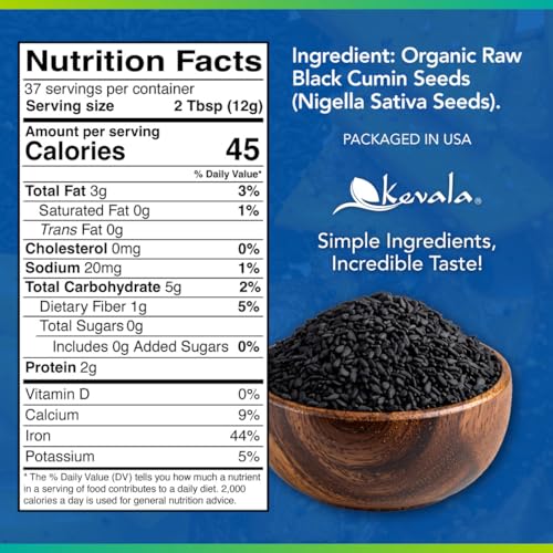 Kevala Organic Raw Black Cumin Seeds Nigella Sativa  Gluten Free Seasoning for Salads Vegan Option for a Variety of Diets For Healthy Cooking in Restaurants Kitchen Staple 1lb 16 oz - Image 5