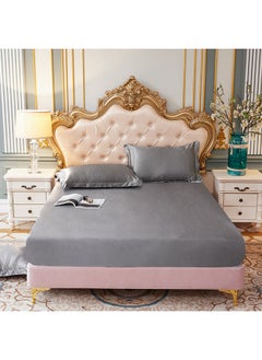 Sharpdo 3-Piece Set of Solid Color Cool Silk Fitted Sheet with 2 Pillowcases, Suitable for 1.8m Bed (180*200)cm  - Image 2