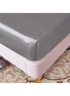Sharpdo 3-Piece Set of Solid Color Cool Silk Fitted Sheet with 2 Pillowcases, Suitable for 1.8m Bed (180*200)cm  - Image 4