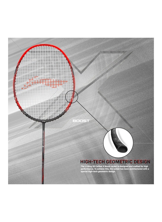 Li-Ning Li-Ning 3D Calibar X Boost Carbon Graphite Badminton Racket Unstung With Free Full Cover Dark Grey/Red - Image 4