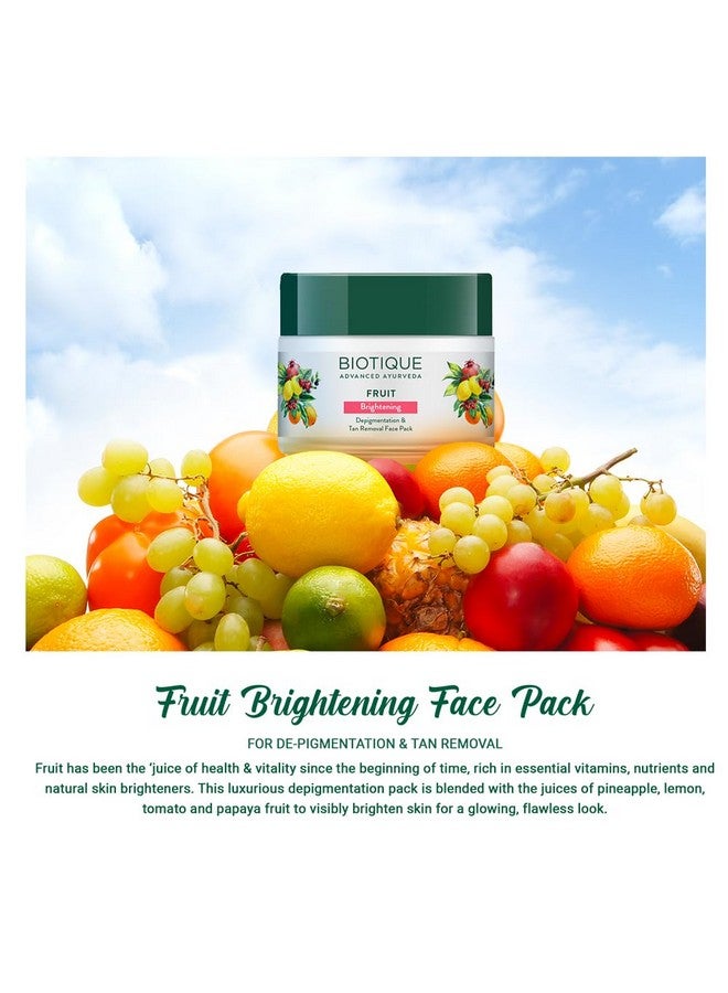 Biotique Fruit Brightening Depigmentation & Tan Removal Face Pack 100g Jar - Image 2