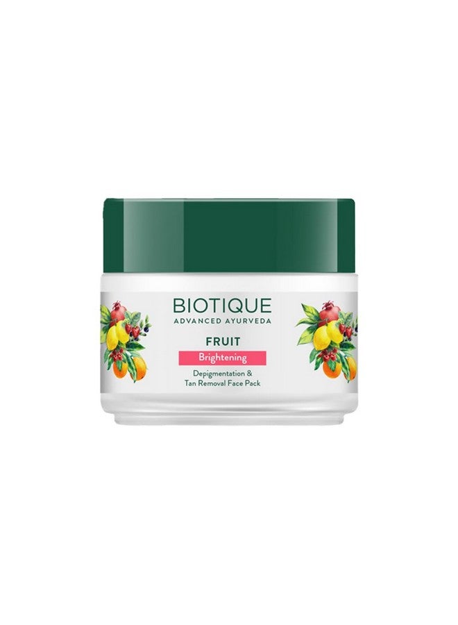 Biotique Fruit Brightening Depigmentation & Tan Removal Face Pack 100g Jar - Image 1