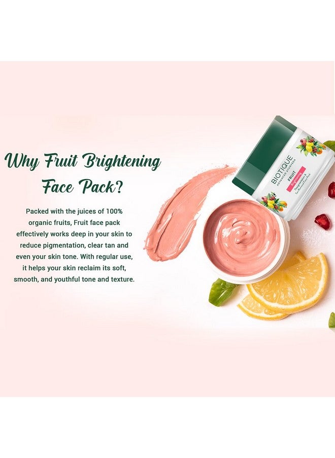 Biotique Fruit Brightening Depigmentation & Tan Removal Face Pack 100g Jar - Image 3