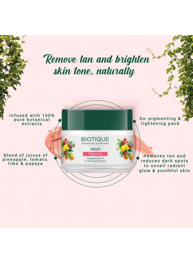 Biotique Fruit Brightening Depigmentation & Tan Removal Face Pack 100g Jar - Image 5