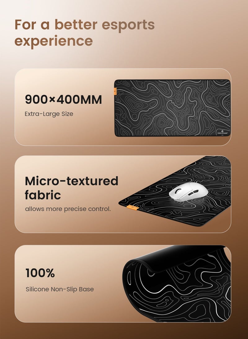 DuneVoyager M2 Black Line ماوس باد للألعاب XXL ‎900×400×4‎ مم – مقاوم للماء، ماوس باد كبير وممتد، قاعدة مطاطية مانعة للانزلاق، تحكم سلس وثابت، مع علبة هدايا - view 2