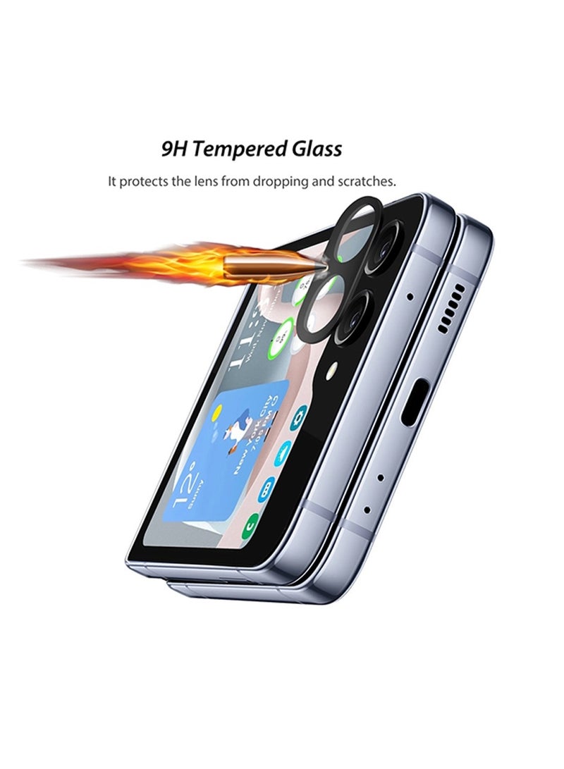 Wtech Samsung Galaxy Z Flip5 5G 2023 Premium Camera Lens Tempered Glass Protector Sheild (MLHCCR) - Clear/Black  - Image 3