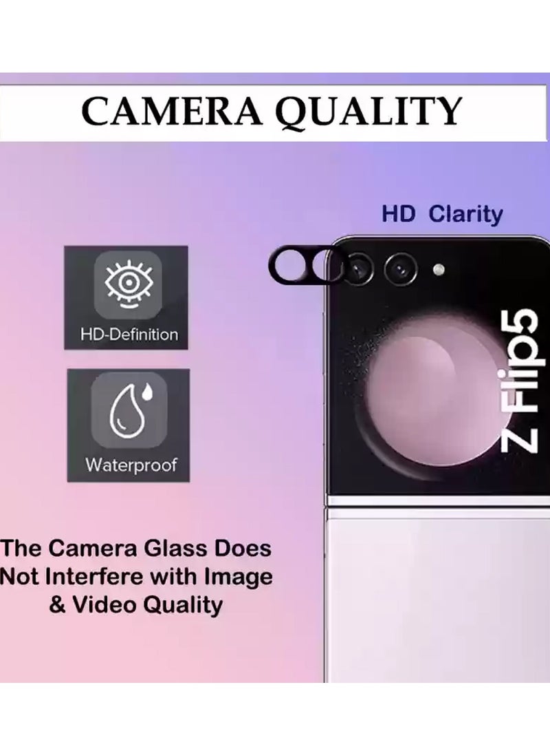 Wtech Samsung Galaxy Z Flip5 5G 2023 Premium Camera Lens Tempered Glass Protector Sheild (MLHCCR) - Clear/Black  - Image 5