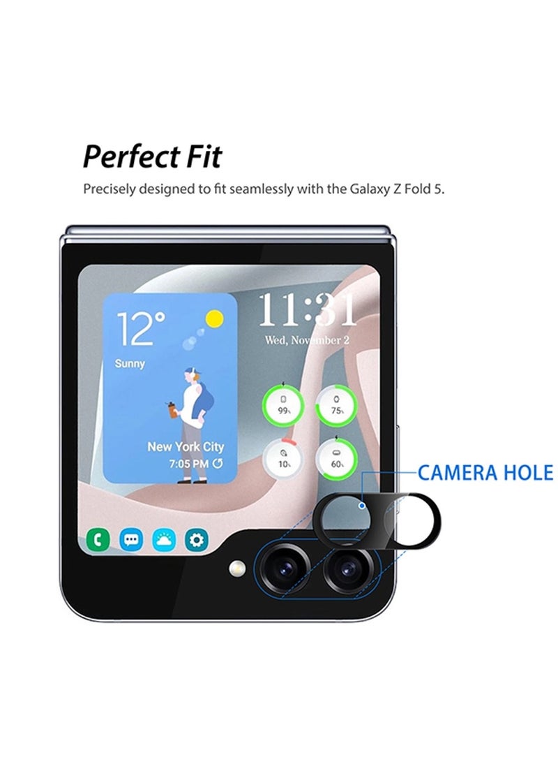 Wtech Samsung Galaxy Z Flip5 5G 2023 Premium Camera Lens Tempered Glass Protector Sheild (MLHCCR) - Clear/Black  - Image 2