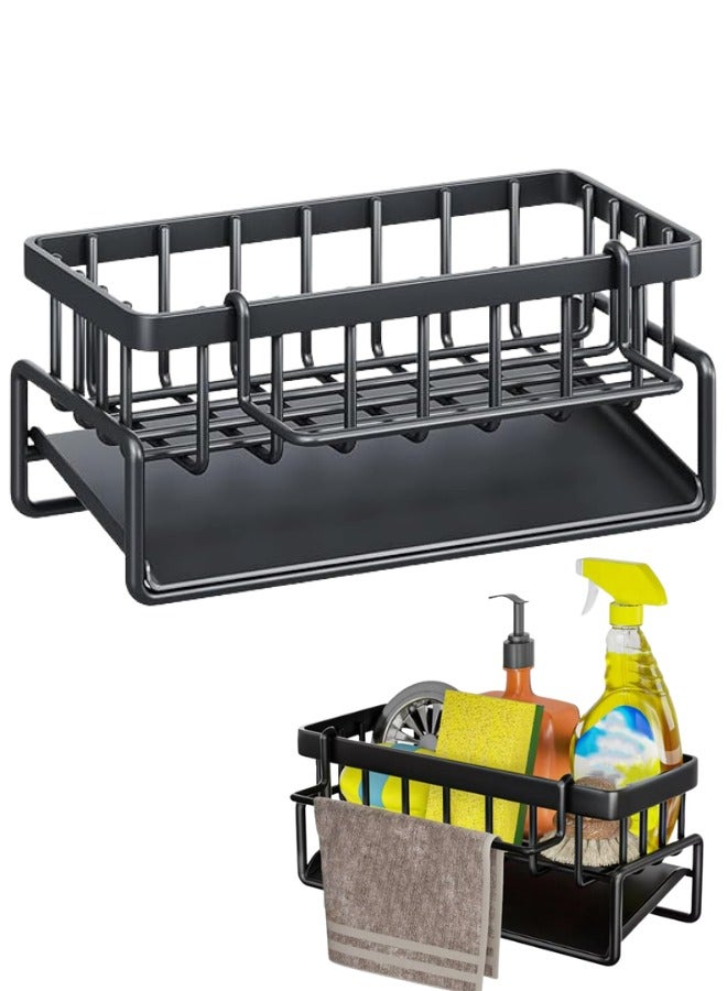 ATRI Stainless steel dishwashing sponge holder Dish Soap and Sponge Holder for Kitchen Accessories Storage Black - Image 1