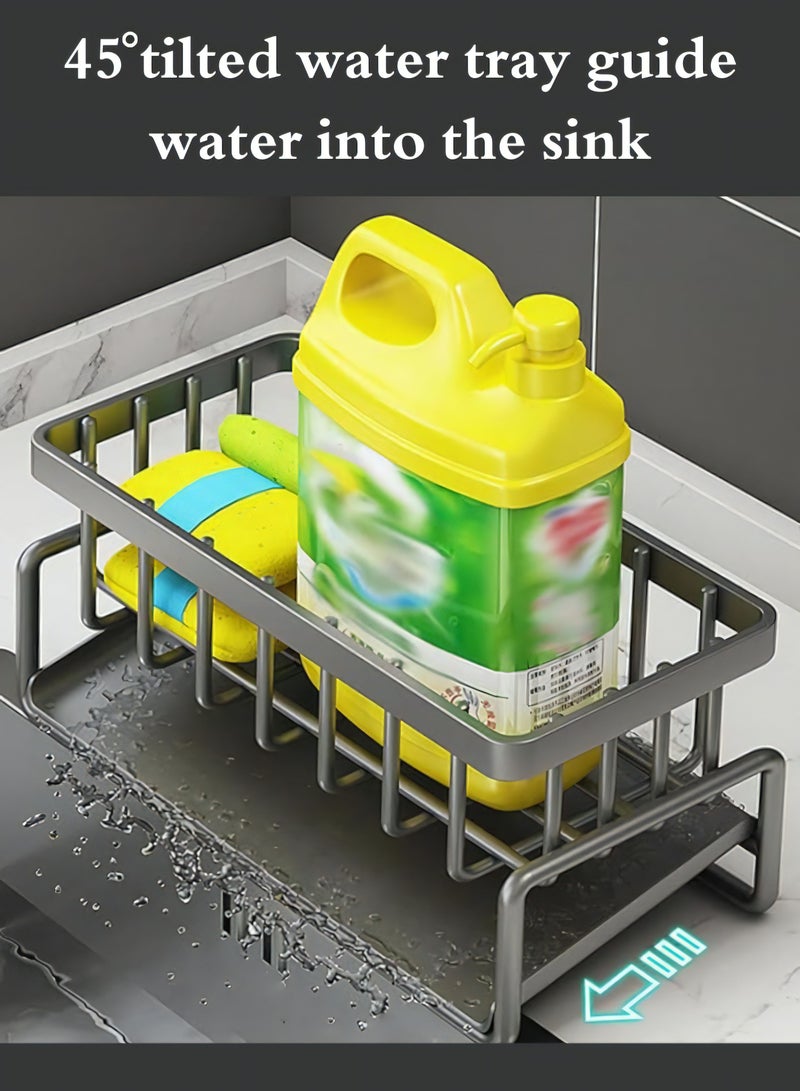 ATRI Stainless steel dishwashing sponge holder Dish Soap and Sponge Holder for Kitchen Accessories Storage Black - Image 2