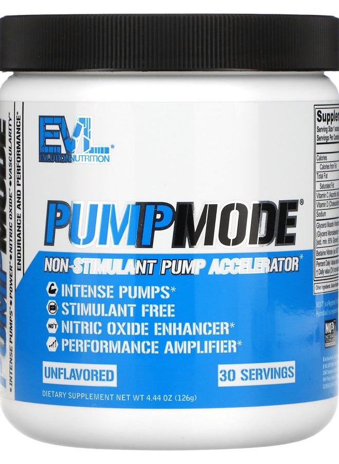EVLUTION NUTRITION PumpMode  NonStimulant Pump Accelerator Unflavored 4.44 oz (126 g) 