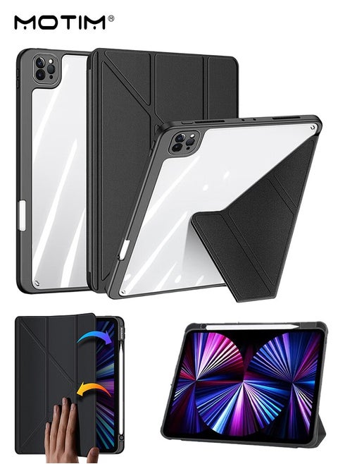 iPad Pro 11 Inch Case 2022/2021/2020/2018 Model (4th/3rd/2nd/1st Gen), Built-in Pencil Holder, Multi-Angle Y-Fold Design Stand, Auto Wake/Sleep, Smart Protective Shockproof Shell