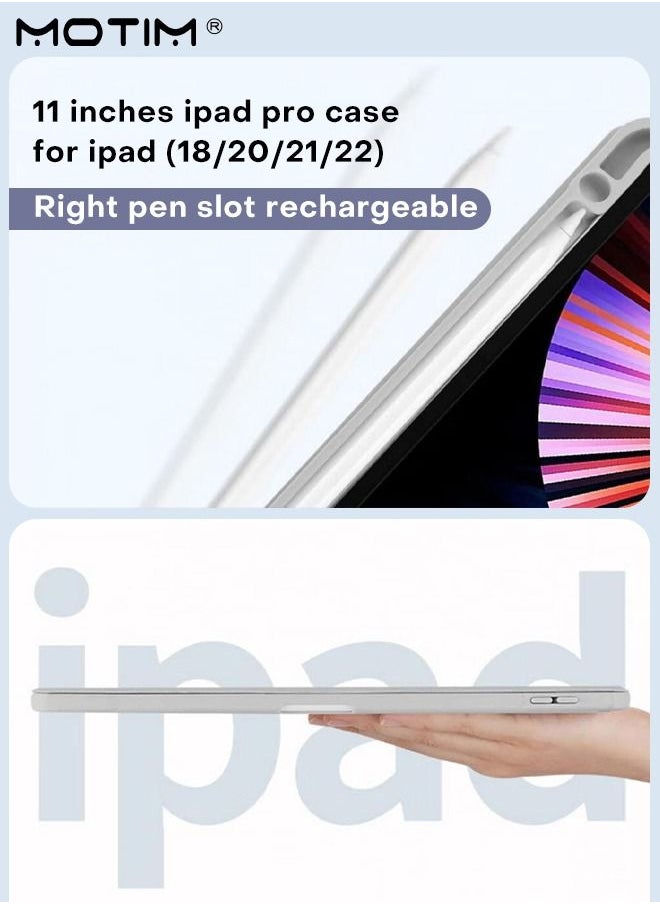 Motim - Case for Apple iPad Pro 11 inch 2022/2021/2020/2018 Model (4th/3rd/2nd/1st Generation), Built-in Pencil Holder, Y-Fold Design Multi-Angle Stand, Auto Wake/Sleep, Smart Protective Shockproof Shell - Image 1