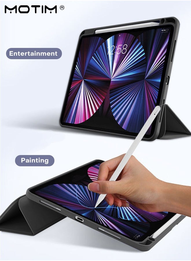Motim - Case for Apple iPad Pro 11 inch 2022/2021/2020/2018 Model (4th/3rd/2nd/1st Generation), Built-in Pencil Holder, Y-Fold Design Multi-Angle Stand, Auto Wake/Sleep, Smart Protective Shockproof Shell - Image 1