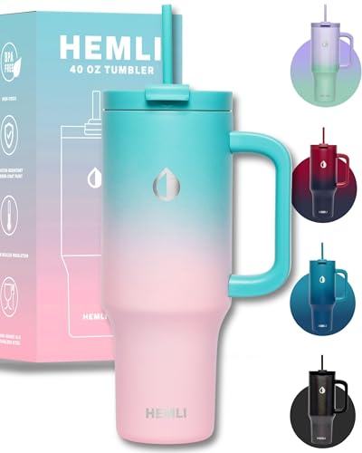 40 Oz Tumbler with Handle and Straw Insulated Tumbler with Leakproof 2in1 Lid and Straw Reusable and Portable Water and Coffee Stainless Steel Travel Mug Vacuum Insulated