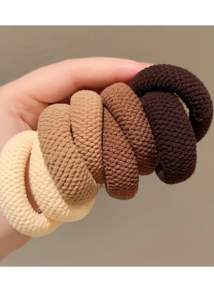 Ucanbe 8pcs Women’s Thick Elastic Hair Ties - Durable High Ponytail Holders, Assorted Colors (Pink, Purple, Blue, Brown, Gray, Beige, Cream), Soft Knitted Fabric Bands for Stylish and Comfortable Hairstyles, Everyday Hairstyles | Textured Design | Durable Fabric Ties, Hair Accessories - Image 1