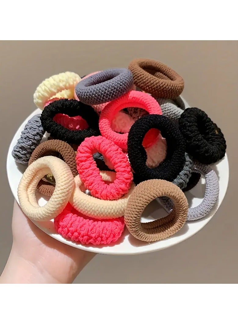 Ucanbe 8pcs Women’s Thick Elastic Hair Ties - Durable High Ponytail Holders, Assorted Colors (Pink, Purple, Blue, Brown, Gray, Beige, Cream), Soft Knitted Fabric Bands for Stylish and Comfortable Hairstyles, Everyday Hairstyles | Textured Design | Durable Fabric Ties, Hair Accessories - Image 2