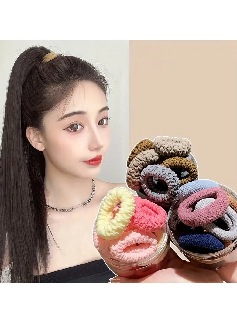 Ucanbe 8pcs Women’s Thick Elastic Hair Ties - Durable High Ponytail Holders, Assorted Colors (Pink, Purple, Blue, Brown, Gray, Beige, Cream), Soft Knitted Fabric Bands for Stylish and Comfortable Hairstyles, Everyday Hairstyles | Textured Design | Durable Fabric Ties, Hair Accessories - Image 5