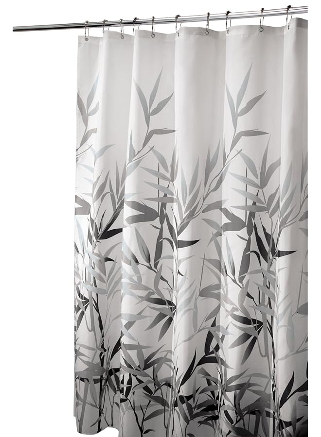 InterDesign Anzu Fabric Shower Curtain Water Repellent And Mold And Mildew Resistant For Master Guest Kids' College Dorm Bathroom 72 Inch X 72 Inch Black And Gray