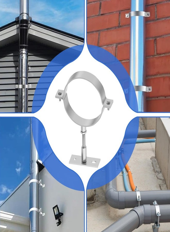 Hiyoo 2 PCS 6 Inch Heavy Duty Adjustable Pipe Bracket, Galvanized Steel plit Ring Pipe Hanger, Pipe Bracket Clamp, Vent Pipe Wall Strap with Mounting Screws (6 Inch) - Image 5