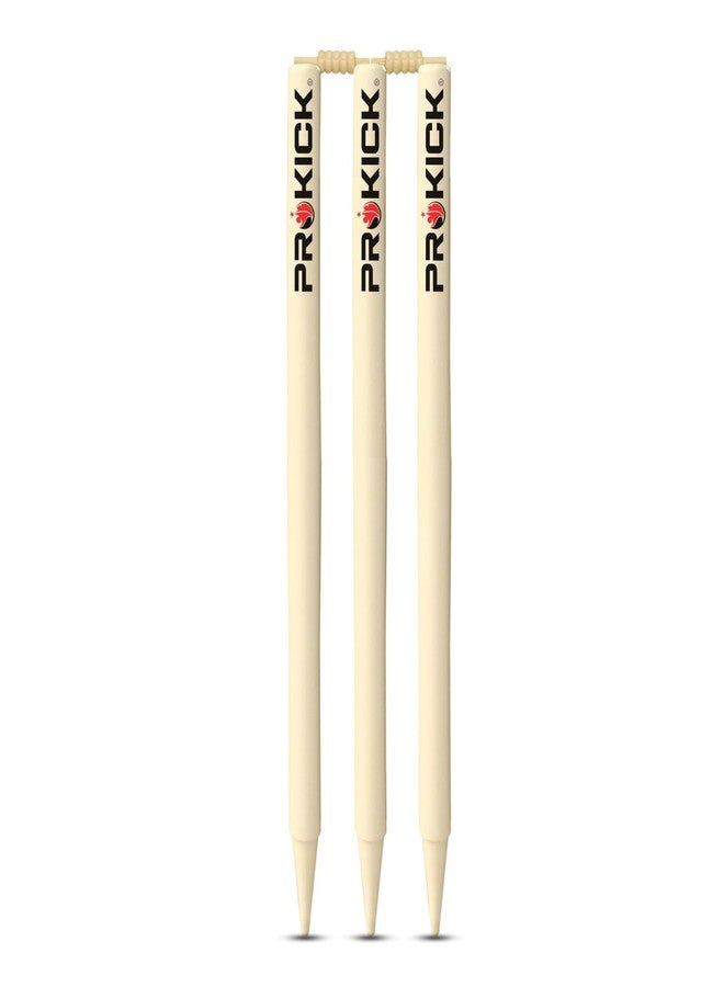 Prokick Match Wooden Cricket Stumps/Wickets with Bails (Pack of 3 Stumps + 2 Bails)|Cricket Standard Wickets for Cricket Ground, Practice, Match, Tournament Stump with Bails Full Size - Image 1