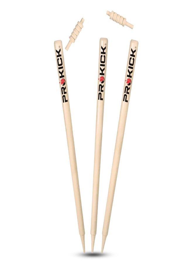 Prokick Match Wooden Cricket Stumps/Wickets with Bails (Pack of 3 Stumps + 2 Bails)|Cricket Standard Wickets for Cricket Ground, Practice, Match, Tournament Stump with Bails Full Size - Image 3