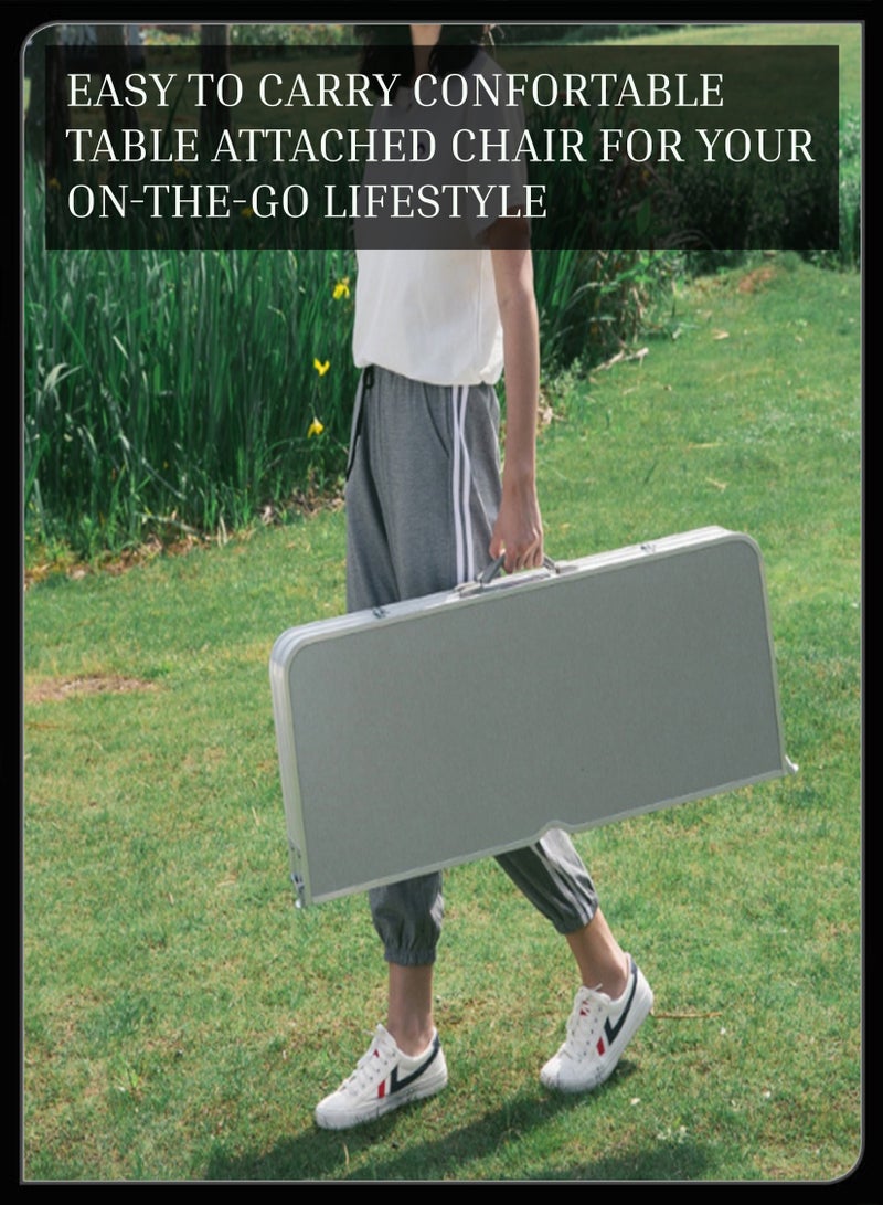 توشيونيكس طاولة ألومنيوم قابلة للطي 4 في 1 مرفقة بكرسي وطاولة نزهة وكافتيريا خارجية وطاولة عشاء في الفناء الخلفي وطاولة قابلة للتعديل مع كرسي مع مقبض حمل لتجربة نزهة التخييم - Image 5