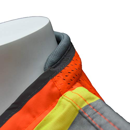 Radians SV55 Class 2 Heavy Woven Two Tone Engineer Vest with Padded Neck to Support Extra Weight in Cargo Pockets, Orange, Medium - Image 3