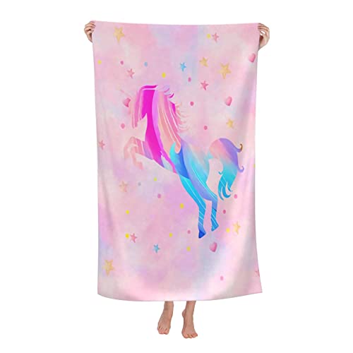 COMFAR Unicorn Beach Towel for Girls Personalized Beach Towels for Kids Microfiber Beach Towels Bulk Cute Beach Towel Quick Dry Pool Towel 30x 60