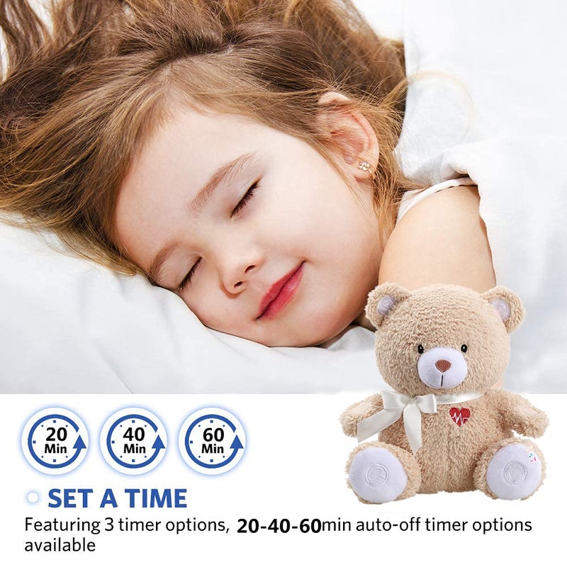 BEREST Baby Cry Activated Sleeping Aid Soother, White Noise Machine Infant Stuffed Animal Baby Gifts Bear Toy with Nursery Decor Night Light, Womb Heartbeat, 9 Soothing Sounds for Toddler Crib - Image 5