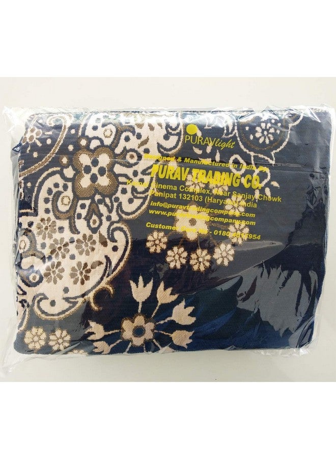 بوراف لايت سجادات قطنية من Purav Light Home Decor لغرفة المعيشة مقاس 5 × 7 أقدام متعددة الاستخدامات بتصميم زهور (لون أزرق) - Image 4