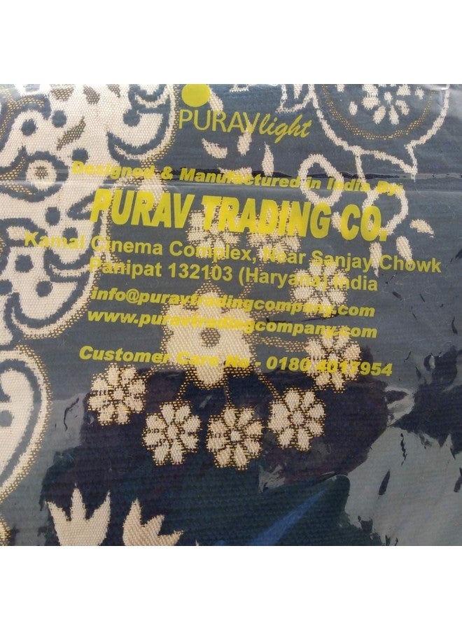 بوراف لايت سجادات قطنية من Purav Light Home Decor لغرفة المعيشة مقاس 5 × 7 أقدام متعددة الاستخدامات بتصميم زهور (لون أزرق) - Image 5