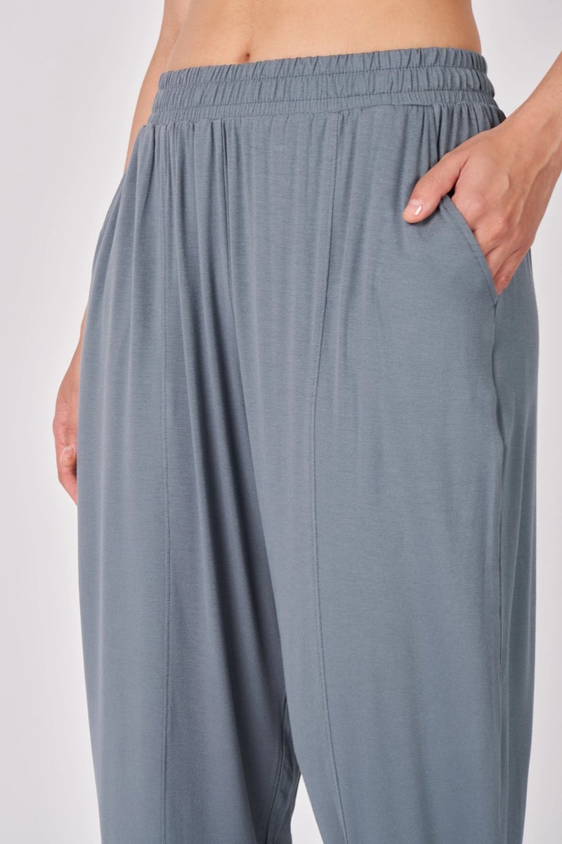 Defy's Women's Elastic Waist Seam Detailed Shalwar Trousers Basalt Gray  - Image 3