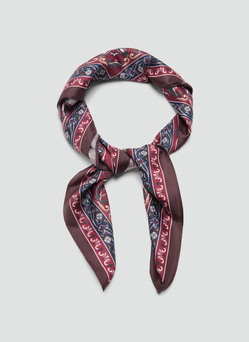 MANGO Printed satin scarf