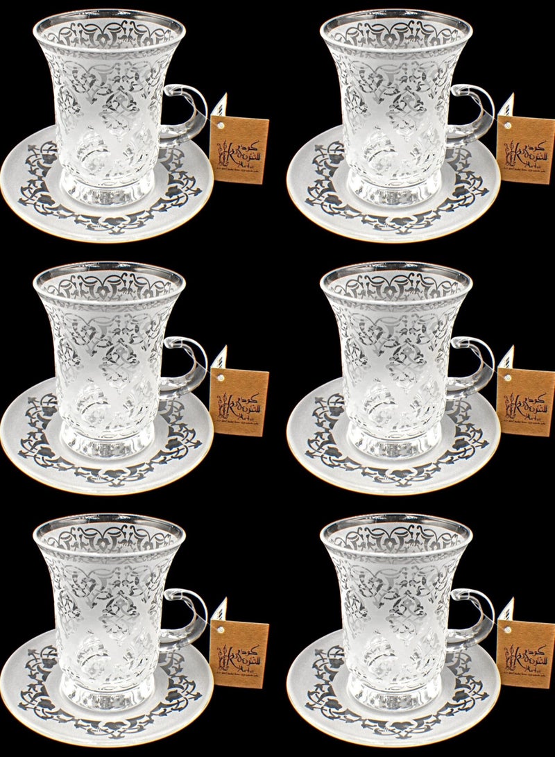 KuduArts Tea cups with saucer glass set 6 pieces - Image 1