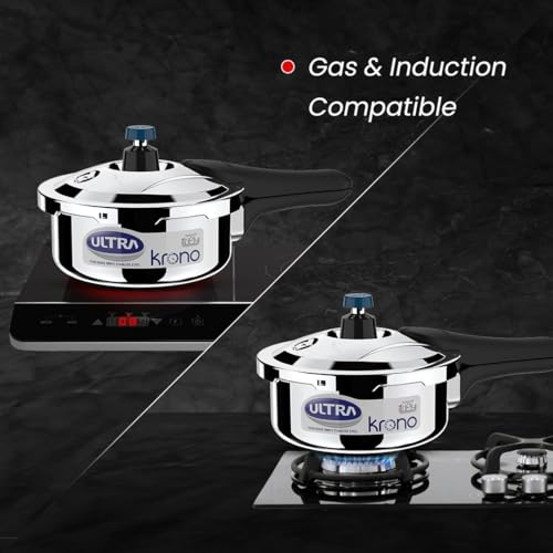 Ultra Triply Krono Pressure Cooker 2 Litre | Whistle Counter | Spillage Control | AISI 304 Food Grade Stainless Steel Cooker | 5 Years Warranty, Injection Moulded Handles & Induction Compatible - Image 4