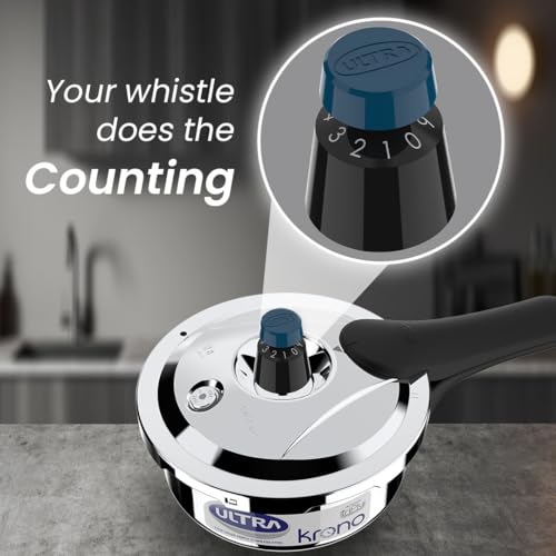 Ultra Triply Krono Pressure Cooker 2 Litre | Whistle Counter | Spillage Control | AISI 304 Food Grade Stainless Steel Cooker | 5 Years Warranty, Injection Moulded Handles & Induction Compatible - Image 3