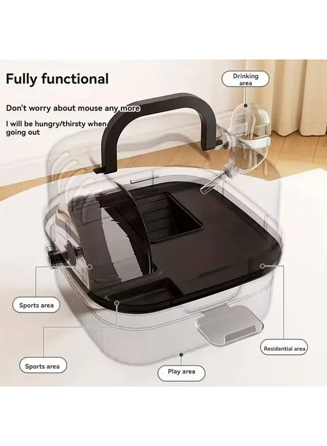 Transparent Yellow Portable Hamster Cage with Wheel Water Bottle Feeder Removable Base Travel Carrier - Image 4