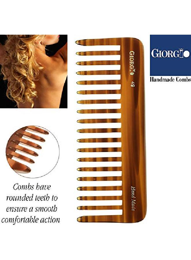 Giorgio G49 Large 575 Inch Hair Detangling Comb Wide Teeth For Thick Curly Wavy Hair Long Hair Detangler Comb For Wet And Dry Handmade Of Cellulose Sawcut Hand Polished Tortoise Shell 2 Pack - Image 3