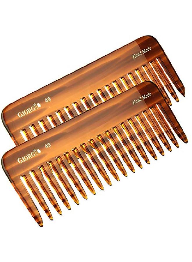 Giorgio G49 Large 575 Inch Hair Detangling Comb Wide Teeth For Thick Curly Wavy Hair Long Hair Detangler Comb For Wet And Dry Handmade Of Cellulose Sawcut Hand Polished Tortoise Shell 2 Pack - Image 2