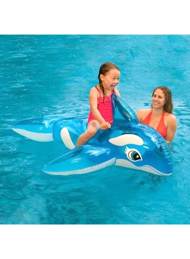 انتكس 58523 عوامة سباحة للأطفال حوت قابلة للنفخ بمقابض متينة بي في سي أزرق و أبيض 152 × 114 × 175 سم - Image 3