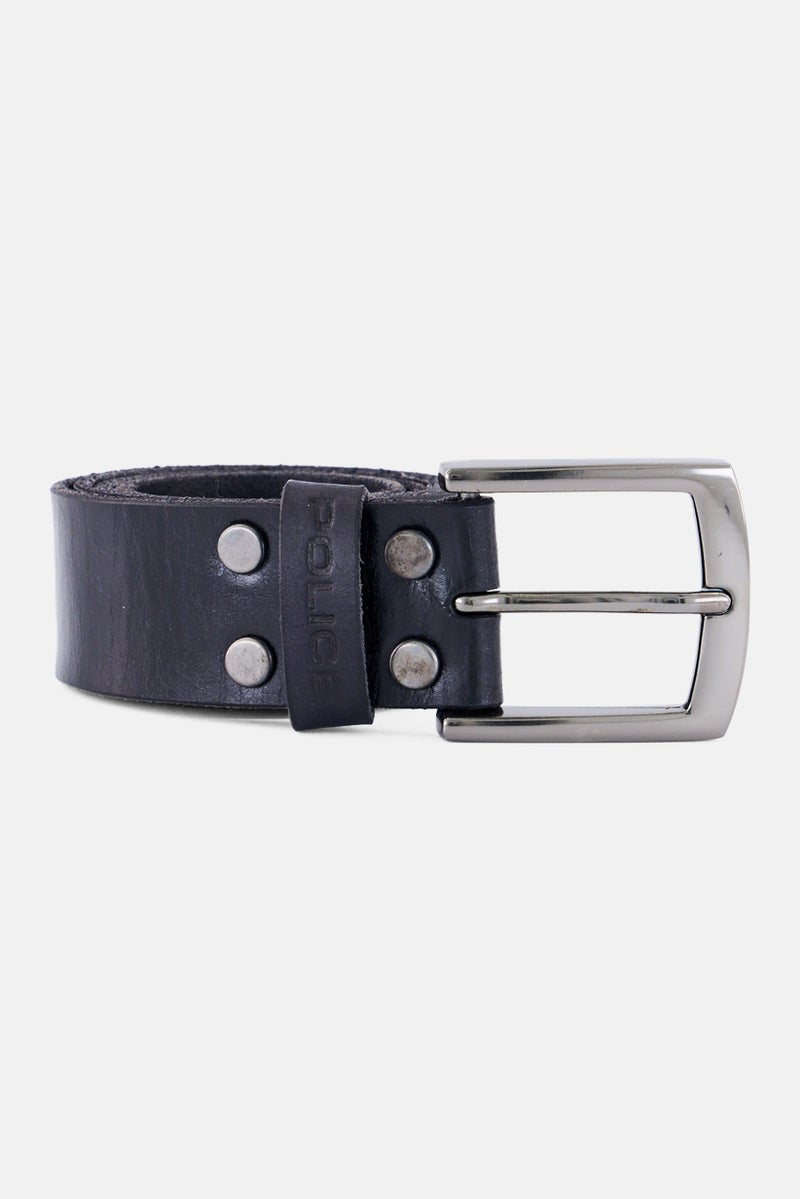 POLICE Men Leather Buckle Belt, Black - Image 1