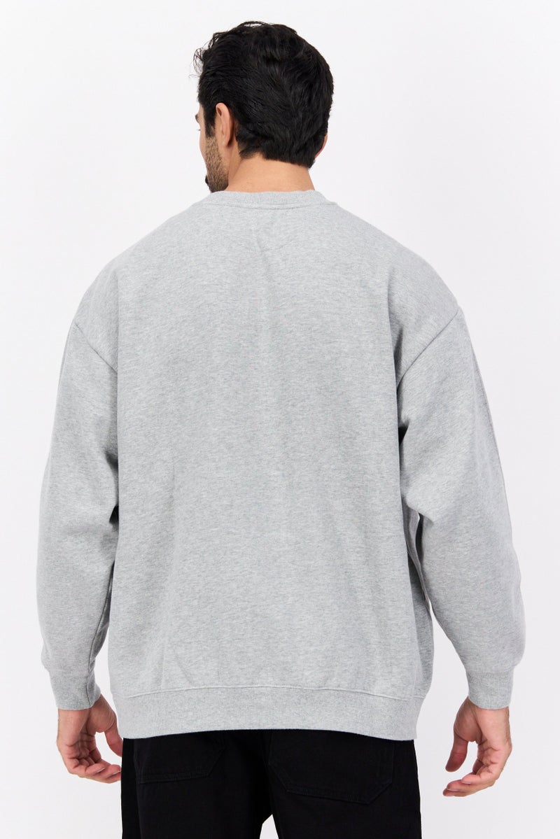 Wrangler Men Crew Neck Graphic Print Long Sleeve Sweatshirt, Grey Combo  - Image 3