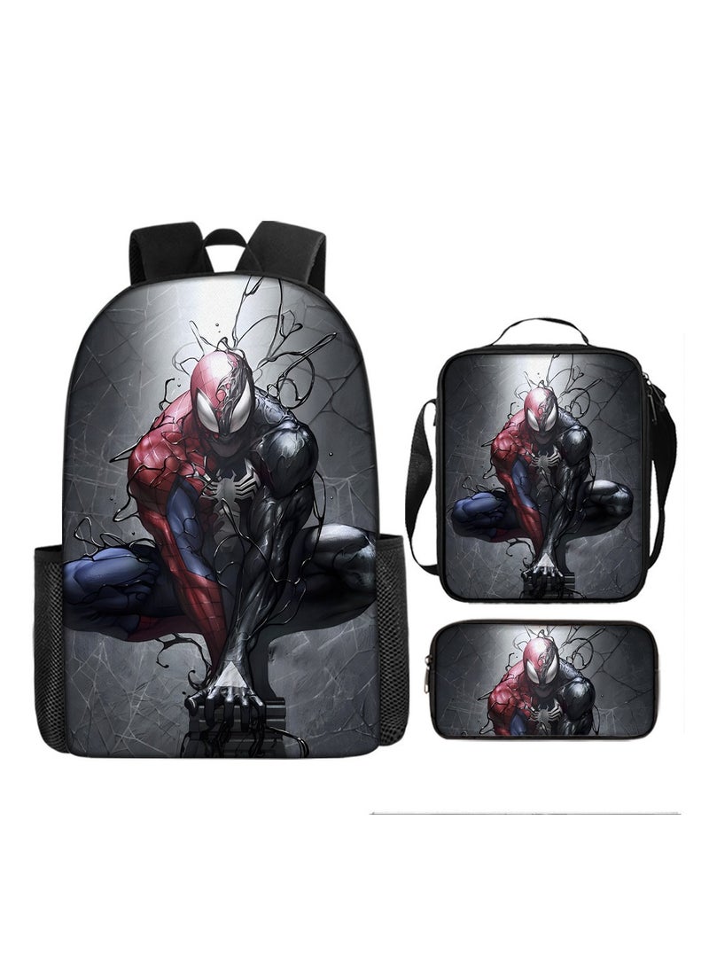 Backpacker Spider-Man Cartoon Digital Printing Children's Student School Bag Backpack 29*16*42CM + Shoulder Bag 19*6*23CM + Pencil Case 24*7*11CM Three-piece Set - Image 1