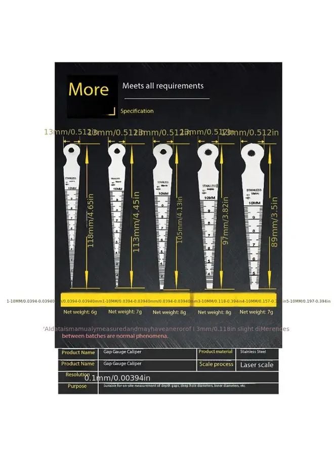 1pc Stainless Steel Conical Feeler Gauge High Precision Wedge Tool Gap Measurement - Image 3