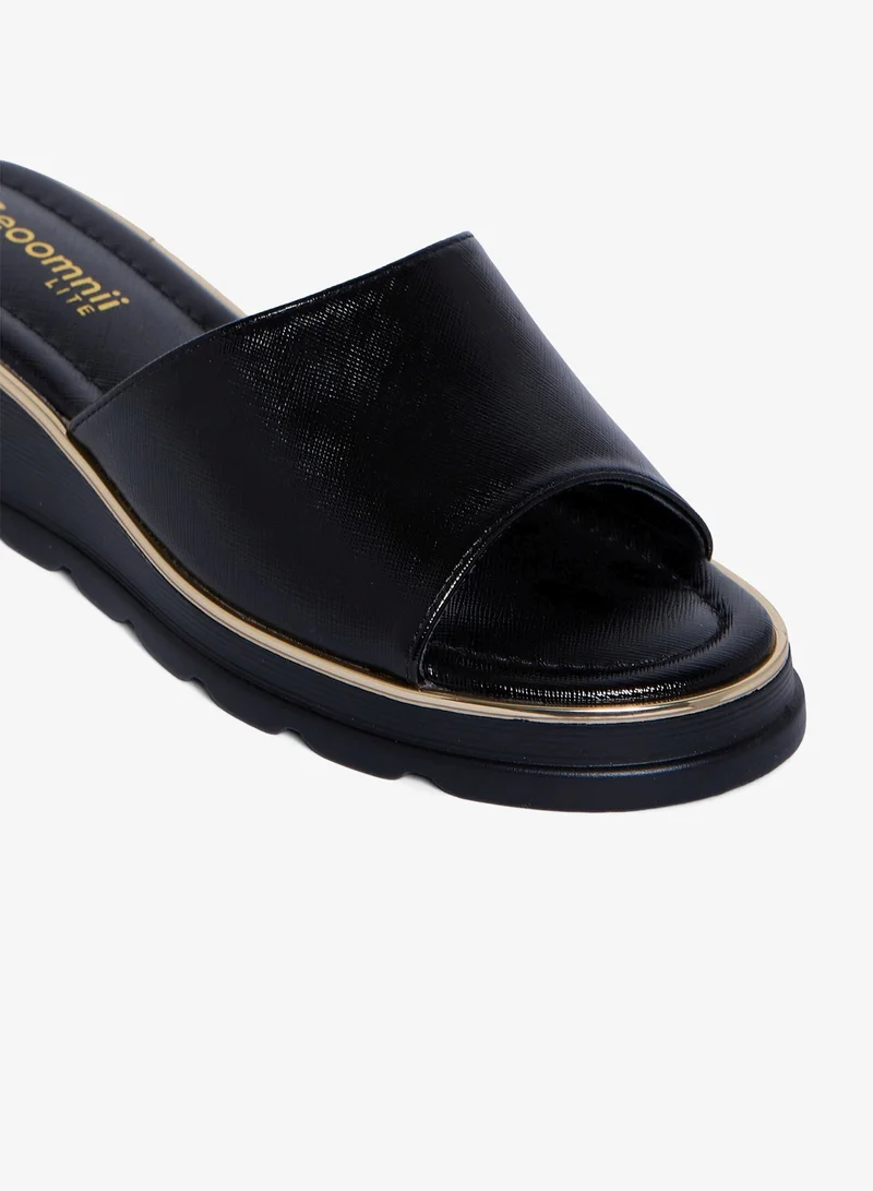 Geoomnii BLACK Geoomnii Comfort Slide Sandals for Women – Cushioned Slip-On Casual Sandals for Daily Wear, Home, Travel & Walking for Women | Best Price UAE