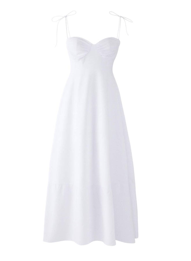 trendyol White Waist Opening Drape Detail Strap Woven Maxi Dress - Image 5