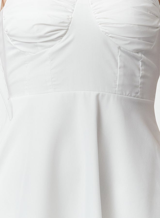 trendyol White Waist Opening Drape Detail Strap Woven Maxi Dress - Image 3