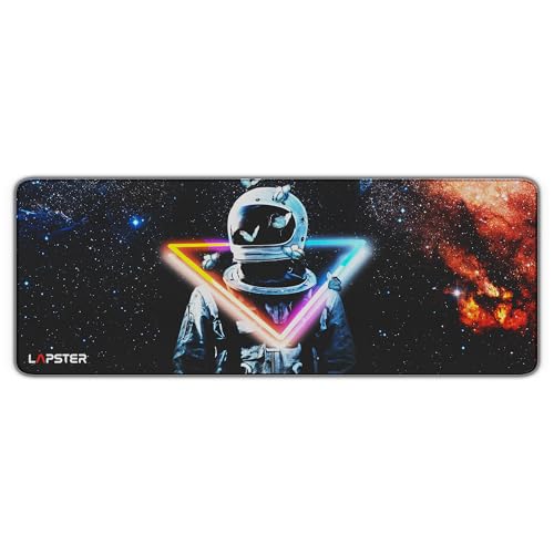 ls lapster Lapster Astronuat Desk mat (800 mm x 300 mm x 2 mm) Mouse pad Gaming | Mouse mat | Curated Stitched Edges| Non-Slip Rubber Base|Keyboard and Mouse pad for Home & Office(astronuat) - Image 1