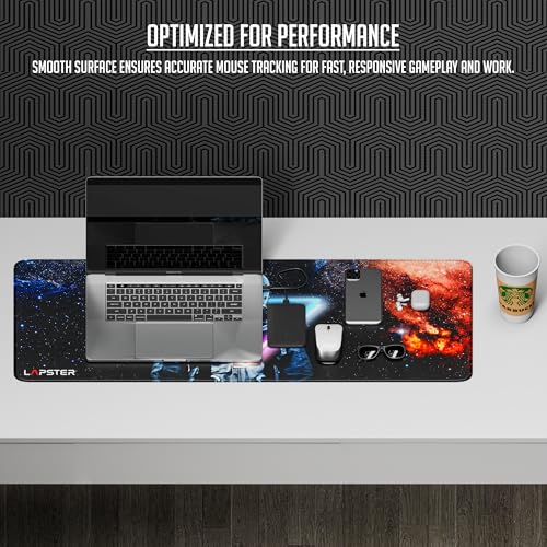 ls lapster Lapster Astronuat Desk mat (800 mm x 300 mm x 2 mm) Mouse pad Gaming | Mouse mat | Curated Stitched Edges| Non-Slip Rubber Base|Keyboard and Mouse pad for Home & Office(astronuat) - Image 2